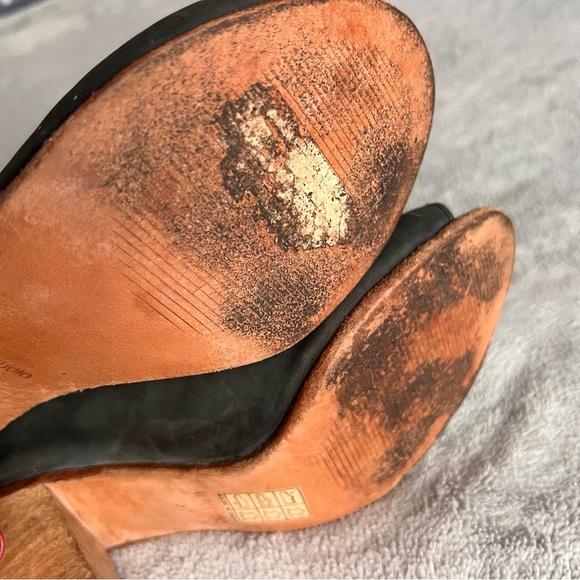 Free People Golden Road Peep Toe Leather Heel Boot Black Gray Sz 37 - Picture 8 of 15